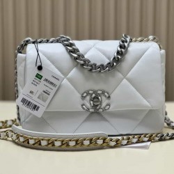 CHANEL 19 FLAP HANDBAG White AS1160