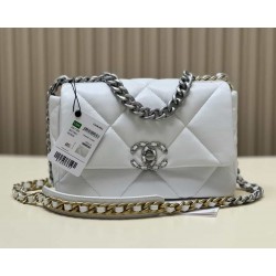 CHANEL 19 FLAP HANDBAG White AS1160