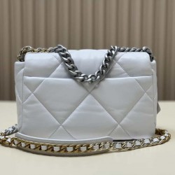 CHANEL 19 FLAP HANDBAG White AS1160