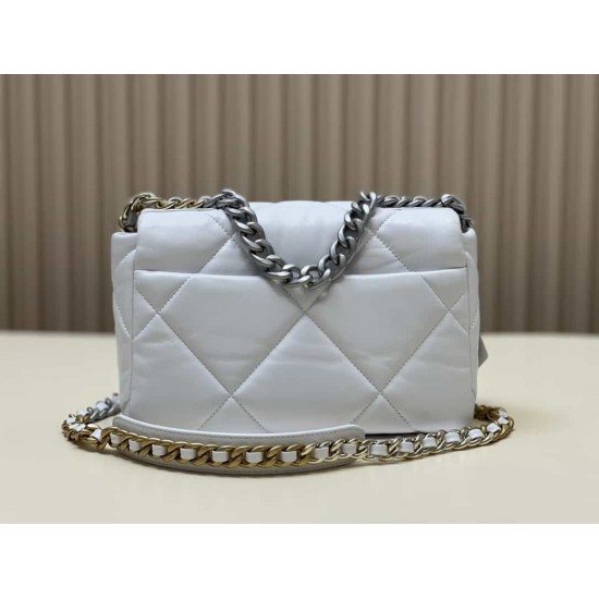 CHANEL 19 FLAP HANDBAG White AS1160