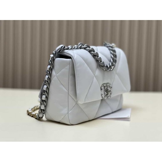 CHANEL 19 FLAP HANDBAG White AS1160