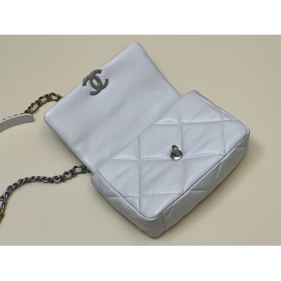 CHANEL 19 FLAP HANDBAG White AS1160