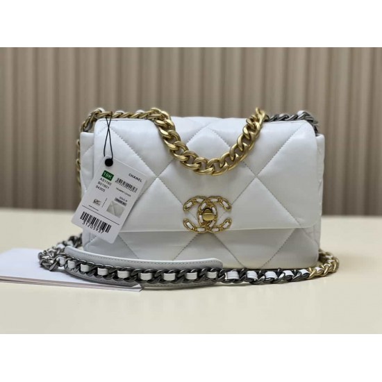 CHANEL 19 FLAP HANDBAG White AS1160