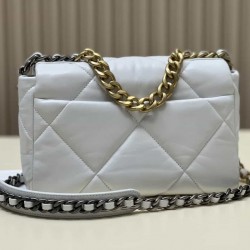 CHANEL 19 FLAP HANDBAG White AS1160