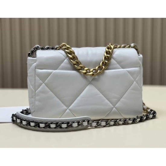 CHANEL 19 FLAP HANDBAG White AS1160