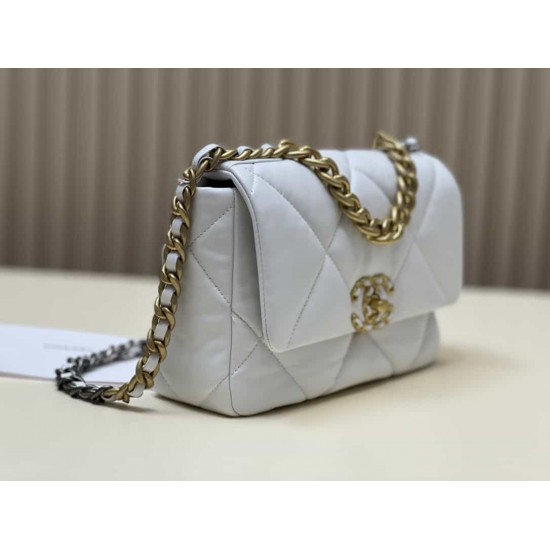 CHANEL 19 FLAP HANDBAG White AS1160