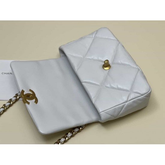 CHANEL 19 FLAP HANDBAG White AS1160