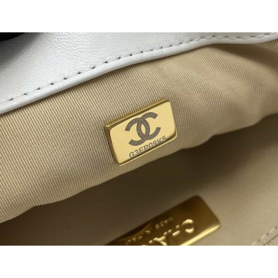 CHANEL 19 FLAP HANDBAG White AS1160