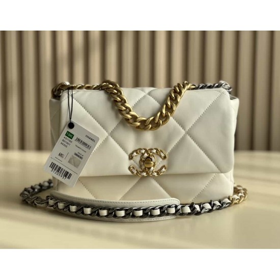 CHANEL 19 FLAP HANDBAG White AS1160