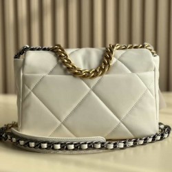 CHANEL 19 FLAP HANDBAG White AS1160