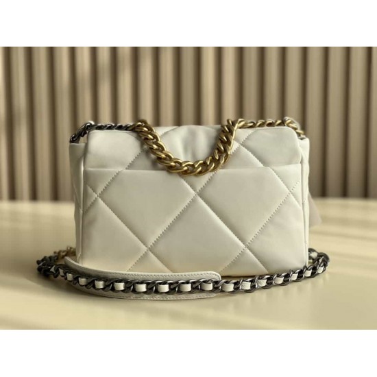 CHANEL 19 FLAP HANDBAG White AS1160