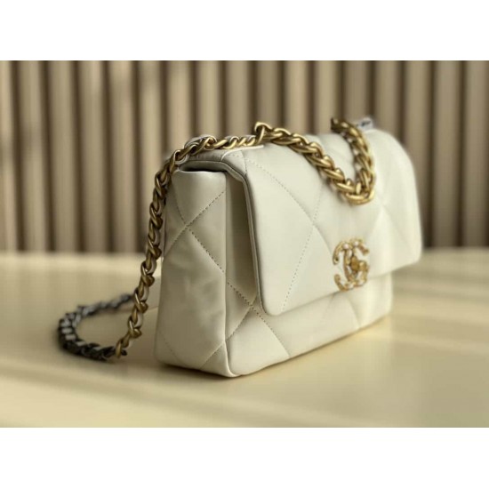 CHANEL 19 FLAP HANDBAG White AS1160