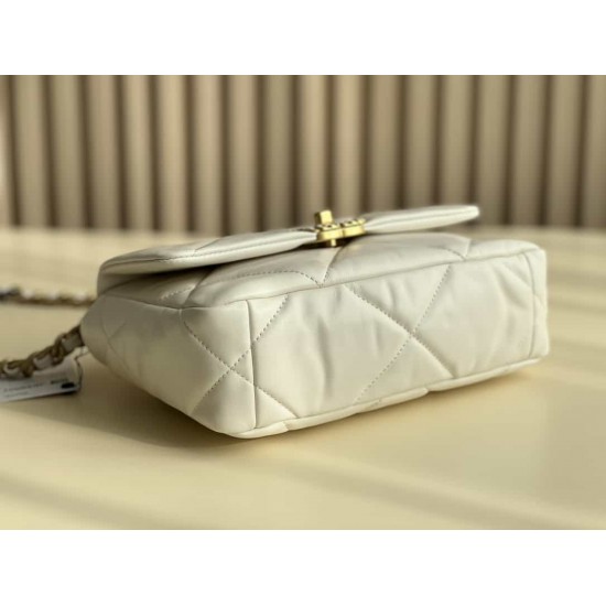 CHANEL 19 FLAP HANDBAG White AS1160