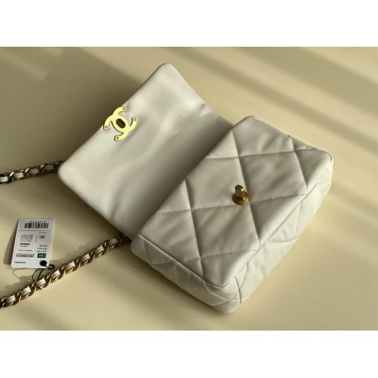 CHANEL 19 FLAP HANDBAG White AS1160