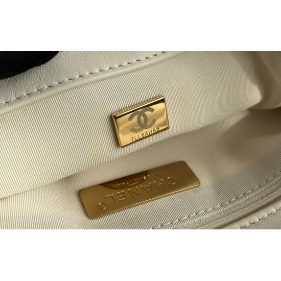 CHANEL 19 FLAP HANDBAG White AS1160