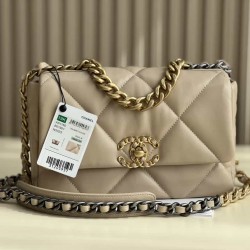 CHANEL 19 FLAP HANDBAG Apricot AS1160