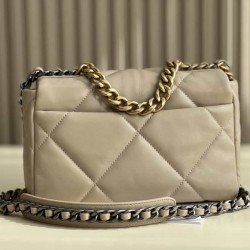 CHANEL 19 FLAP HANDBAG Apricot AS1160