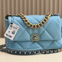 CHANEL 19 FLAP HANDBAG Blue AS1160