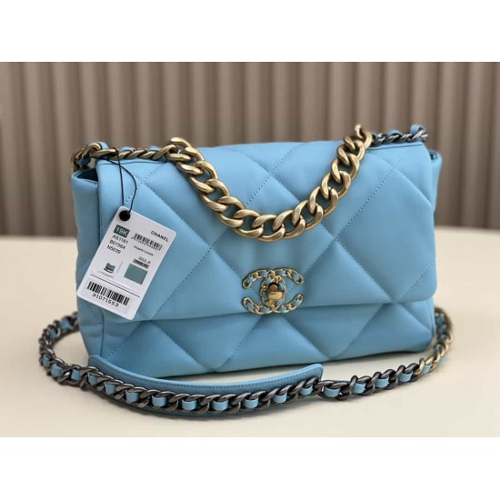 CHANEL 19 FLAP HANDBAG Blue AS1160