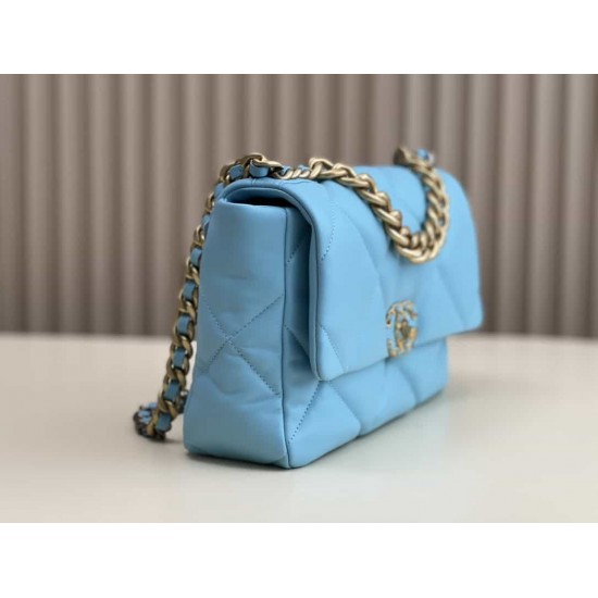 CHANEL 19 FLAP HANDBAG Blue AS1160