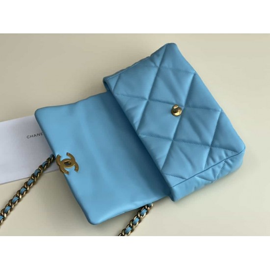 CHANEL 19 FLAP HANDBAG Blue AS1160