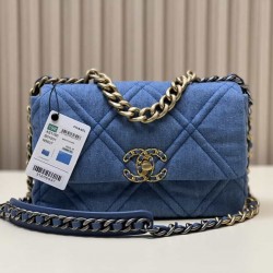 CHANEL 19 FLAP HANDBAG Denim  AS1160