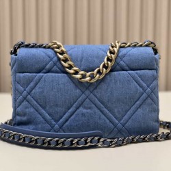 CHANEL 19 FLAP HANDBAG Denim  AS1160