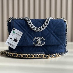 CHANEL 19 FLAP HANDBAG Denim  AS1160