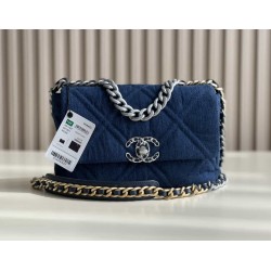 CHANEL 19 FLAP HANDBAG Denim  AS1160