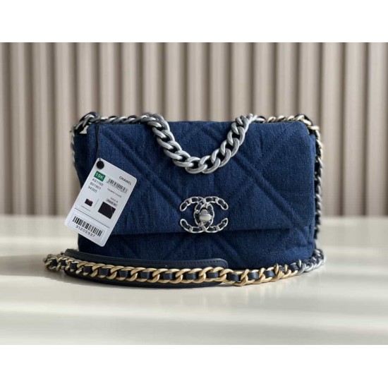 CHANEL 19 FLAP HANDBAG Denim  AS1160