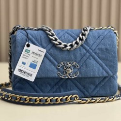 CHANEL 19 FLAP HANDBAG Denim  AS1160