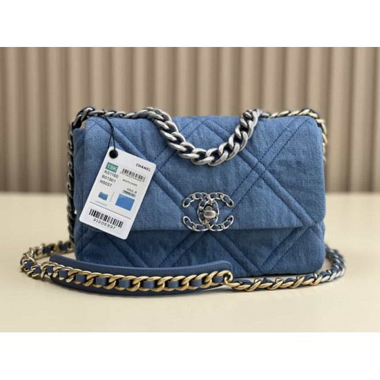 CHANEL 19 FLAP HANDBAG Denim  AS1160