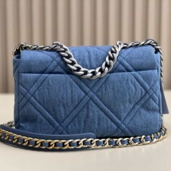 CHANEL 19 FLAP HANDBAG Denim  AS1160