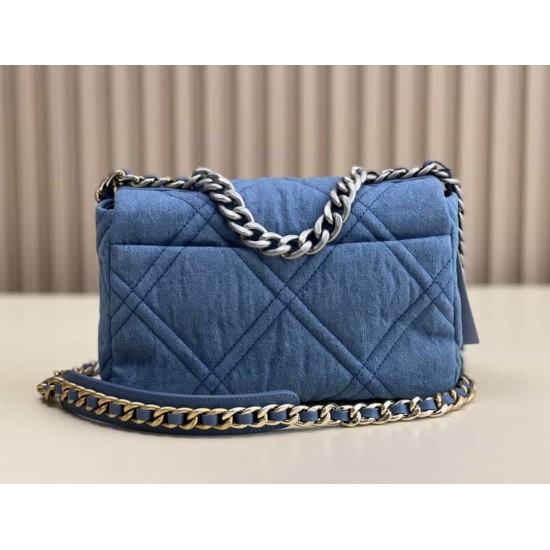 CHANEL 19 FLAP HANDBAG Denim  AS1160