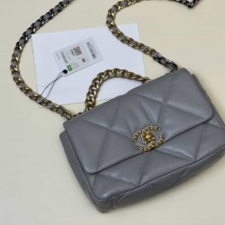 CHANEL 19 FLAP HANDBAG Grey  AS1160