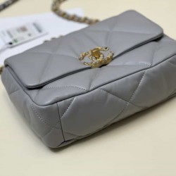 CHANEL 19 FLAP HANDBAG Grey  AS1160