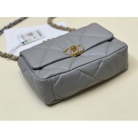 CHANEL 19 FLAP LARGE HANDBAG Grey AS1161