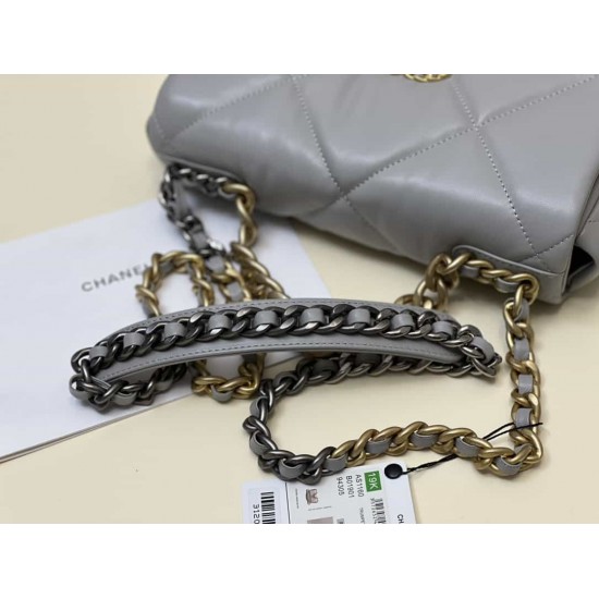 CHANEL 19 FLAP LARGE HANDBAG Grey AS1161