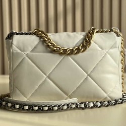 CHANEL 19 FLAP LARGE HANDBAG White AS1161