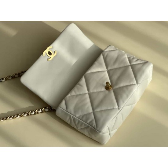 CHANEL 19 FLAP LARGE HANDBAG White AS1161