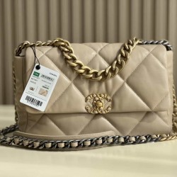 CHANEL 19 FLAP LARGE HANDBAG Apricot AS1161