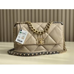 CHANEL 19 FLAP LARGE HANDBAG Apricot AS1161