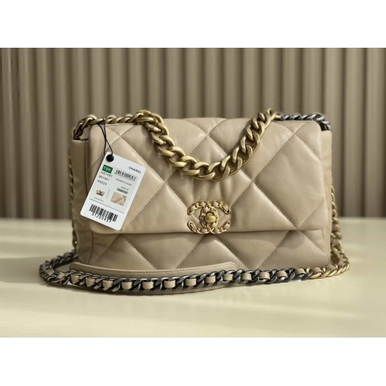 CHANEL 19 FLAP LARGE HANDBAG Apricot AS1161