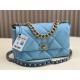 CHANEL 19 FLAP LARGE HANDBAG Blue AS1161