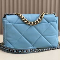 CHANEL 19 FLAP LARGE HANDBAG Blue AS1161