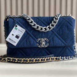 CHANEL 19 FLAP LARGE HANDBAG Denim AS1161