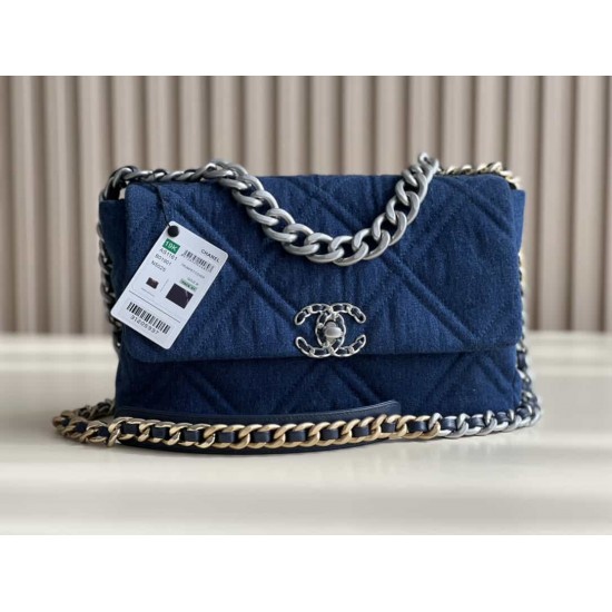 CHANEL 19 FLAP LARGE HANDBAG Denim AS1161