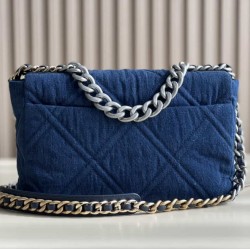 CHANEL 19 FLAP LARGE HANDBAG Denim AS1161