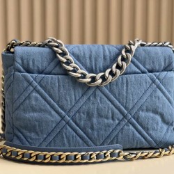 CHANEL 19 FLAP LARGE HANDBAG Denim AS1161