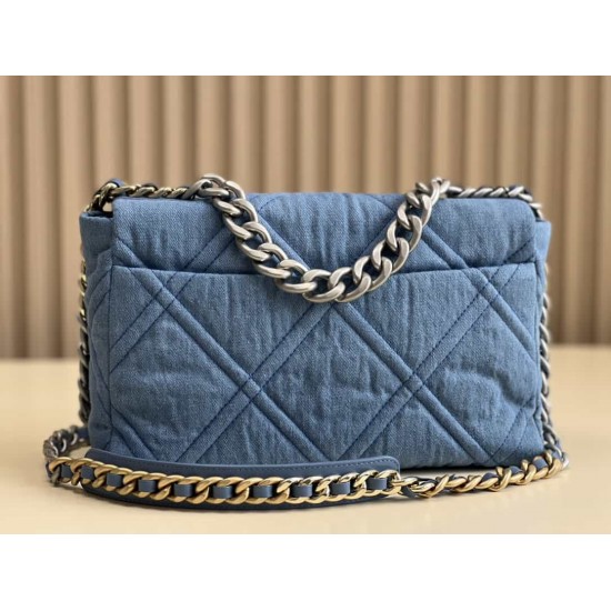 CHANEL 19 FLAP LARGE HANDBAG Denim AS1161